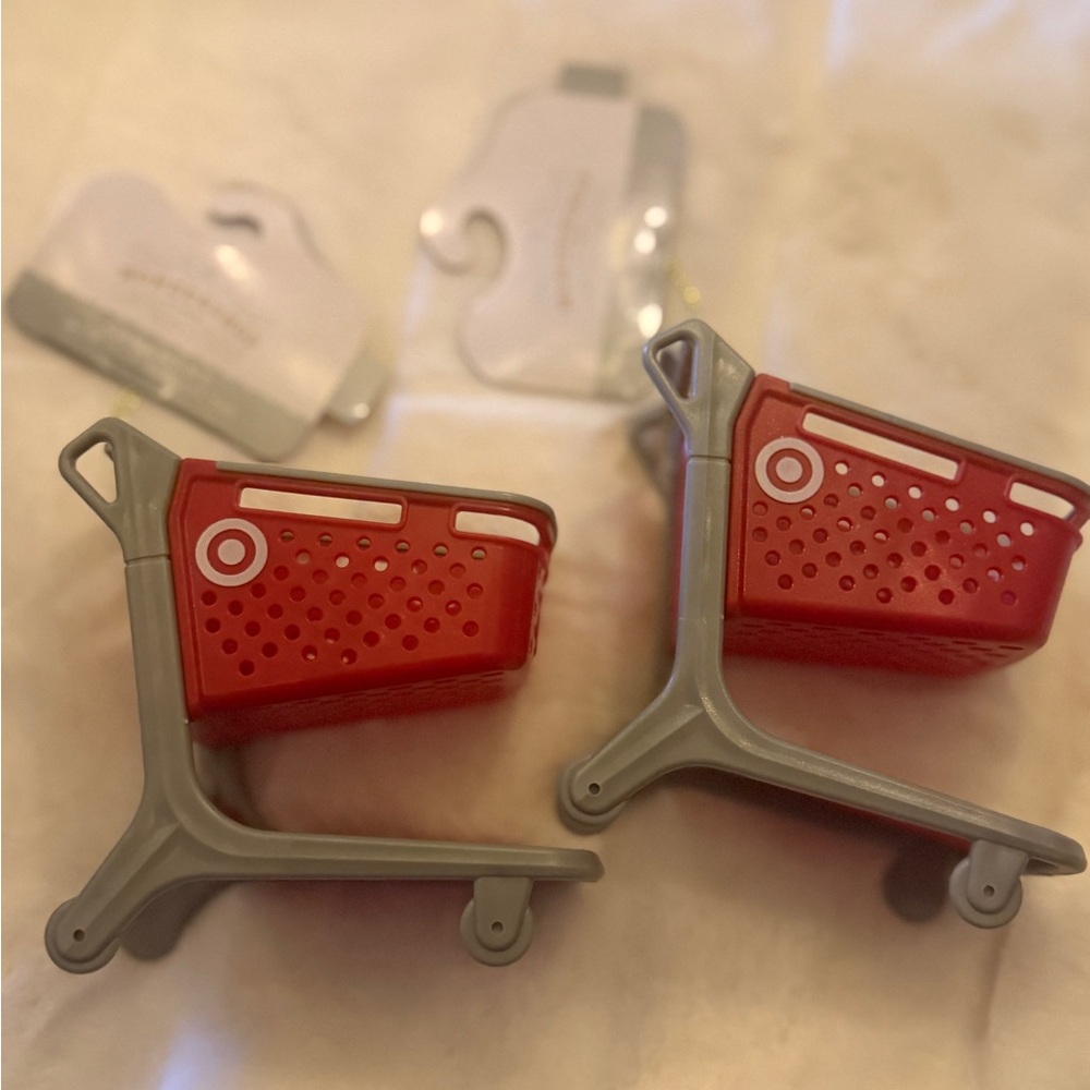 Target Red and Gray Mini Shopping Cart Ornaments set of 2